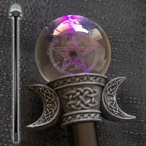 Pentagram Wizard's Walking Cane with LED Lights