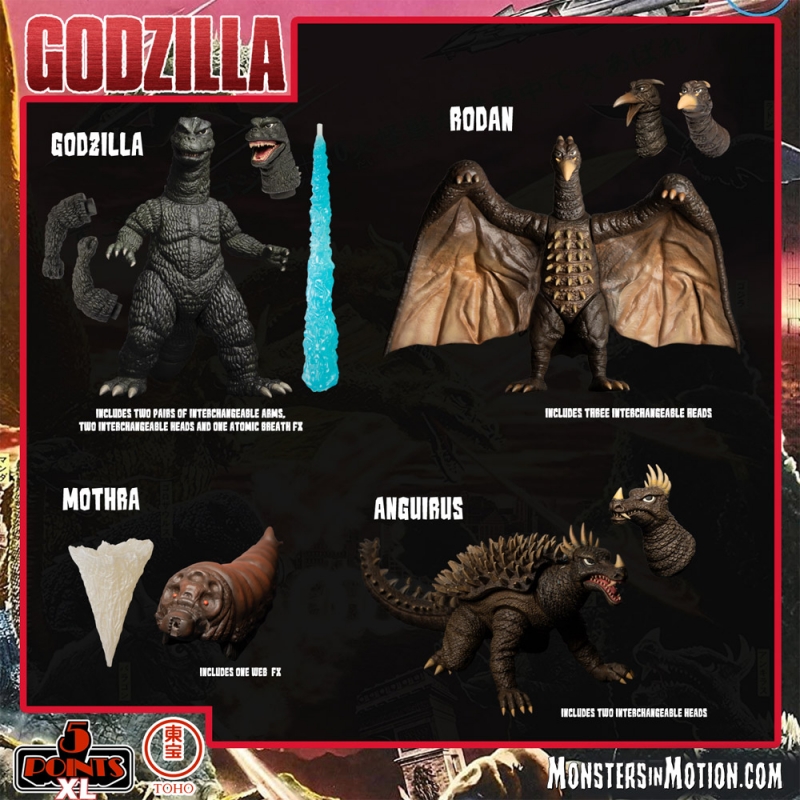 Godzilla Destroy All Monsters 5 Points Extra Large Figure Box Set Round 1 - Click Image to Close