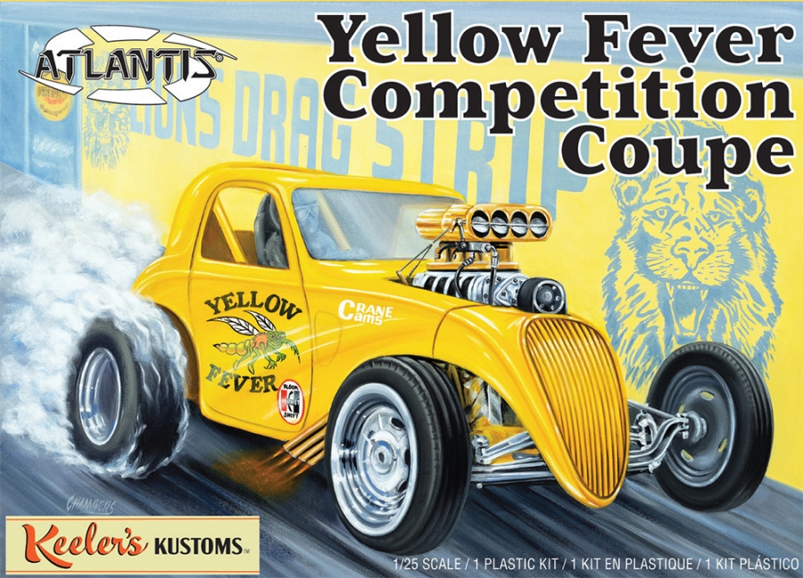 Keeler's Kustoms Yellow Fever Dragster 1/25 Scale Model Kit by Atlantis - Click Image to Close