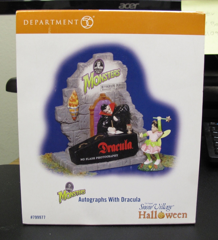 Department 56 Autographs with Dracula Snow Village Halloween Figure - Click Image to Close