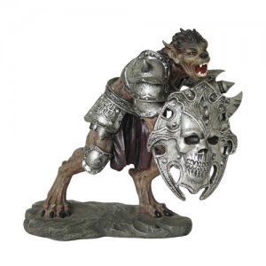 Wolfman Warrior With Battleaxe Hand Painted Resin Statue