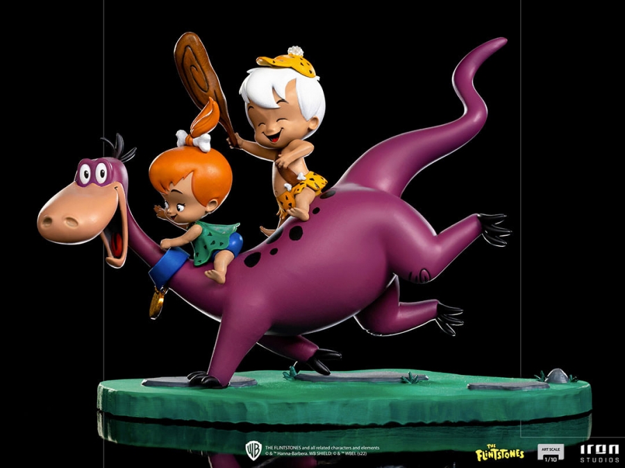 Flintstones Dino, Pebbles and Bamm-Bamm 1/10 Scale Statue by Iron Studios - Click Image to Close