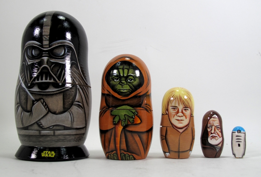 Star Wars Hand Made Hand Painted Wooden Russian Nesting Dolls Import from Russia - Click Image to Close