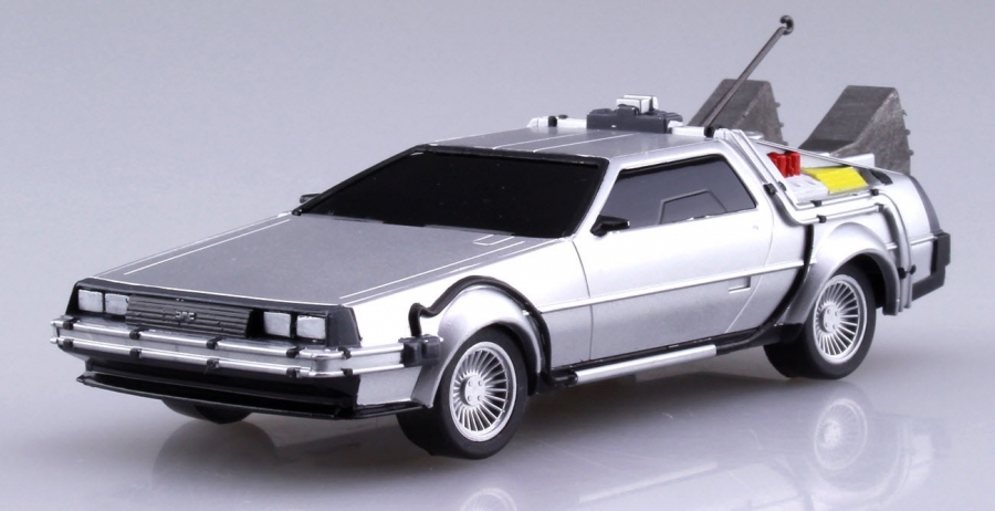 Back to the Future Part I 1/43 Scale Pull-Back DeLorean Time Machine Model Kit by Aoshima - Click Image to Close