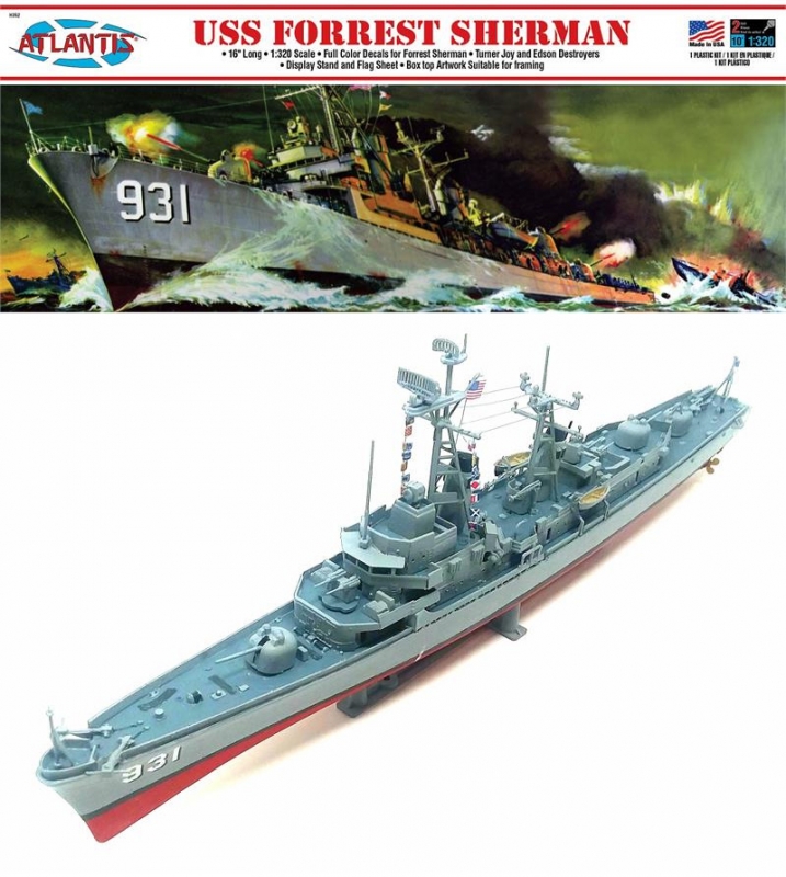 USS Forrest Sherman Destroyer 1/320 Scale Model Kit Aurora Reissue - Click Image to Close