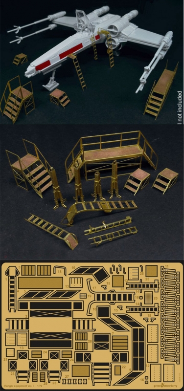Star Wars Hangar Equipment Vol. I 1/72 Scale Model Kit Photetch Detail Set by Green Strawberry - Click Image to Close