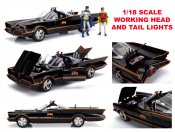 Batman 1966 Batmobile 1/18 Scale Replica with Lights and Figures