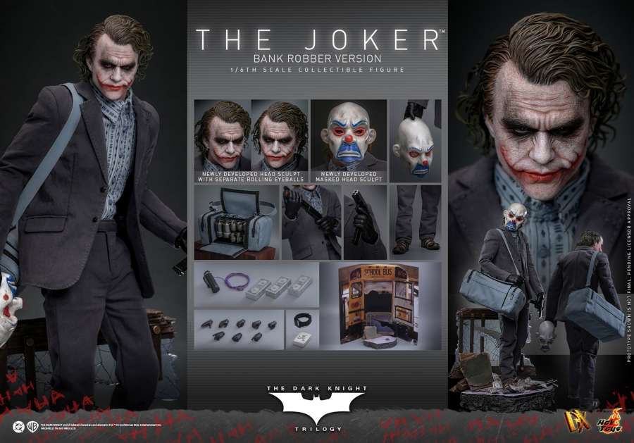 Batman The Dark Knight Joker Heath Ledger Bank Robber 1/6 Scale Figure by Hot Toys - Click Image to Close