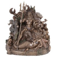 King Neptune Cold Cast Bronze 10" Tall Statue