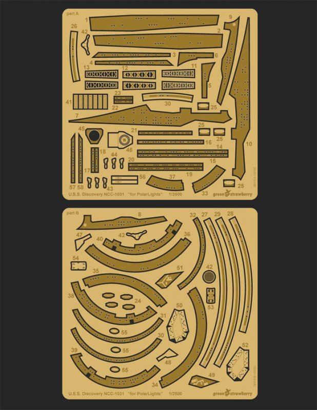 Star Trek Discovery NCC-1031 1/2500 Scale Photoetch Detail and Hangar Set "Fruit Pack" by Green Strawberry - Click Image to Close