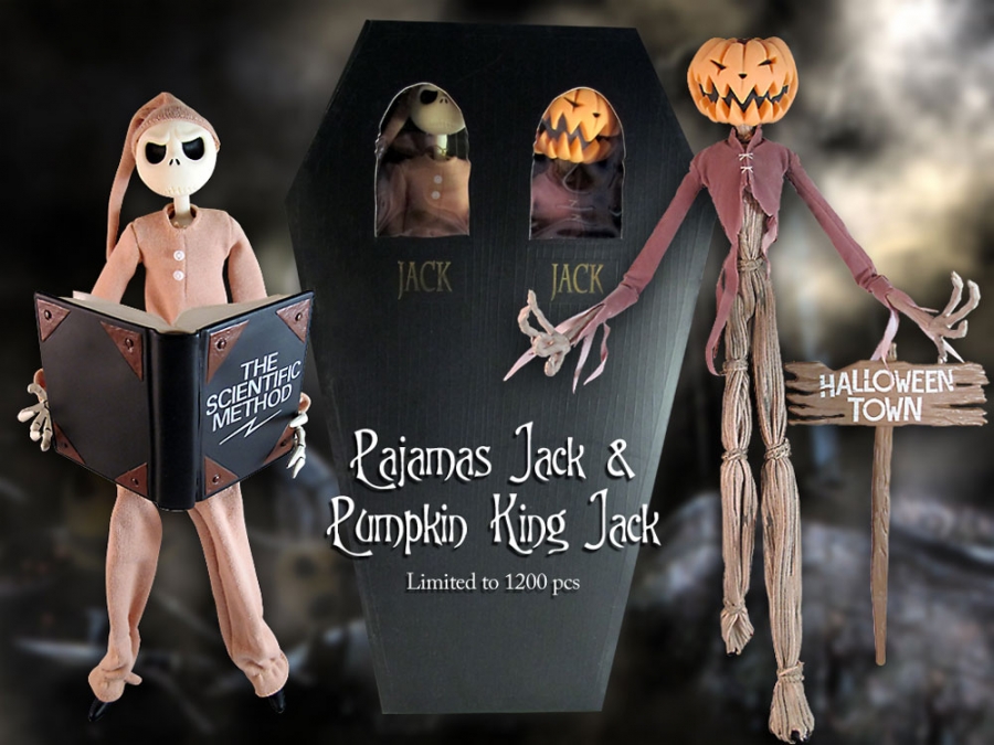 Nightmare Before Christmas Jack the Pumpkin King and Pajamas Jack in Coffin Figure 2000 - Click Image to Close