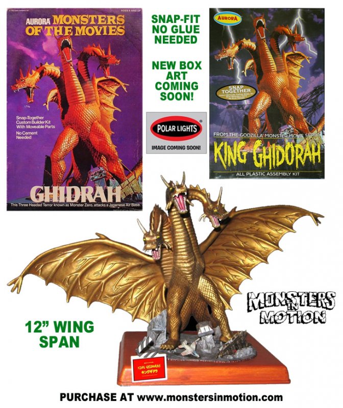 Godzilla King Ghidorah 1/350 Scale Aurora Model Kit Re-Issue by Polar Lights - Click Image to Close
