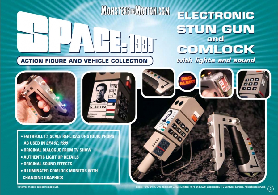 Space 1999 Deluxe Electronic Stun Gun and Commlock Set Prop Replicas with Lights and Sound - Click Image to Close