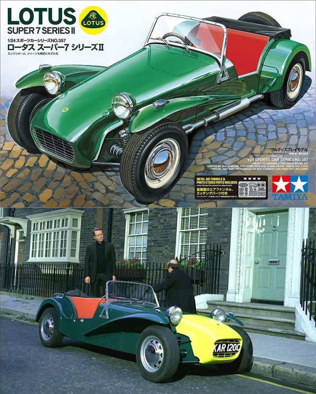 Prisoner TV Series Lotus Super 7 Series II Sportscar 1/24 Scale Model Kit by Tamiya Japan - Click Image to Close