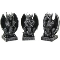 Dragon See Hear Speak No Evil Statues Set Of 3