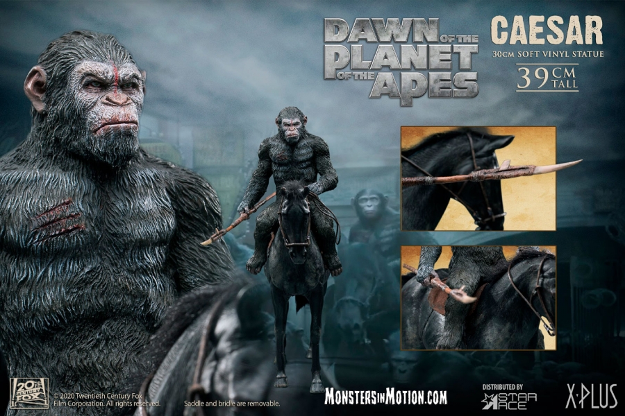 Planet of the Apes Caesar on Horse with Spear Statue - Click Image to Close