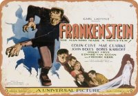 Frankenstein with Cast 1931 10" X 14" Metal Sign Boris Karloff