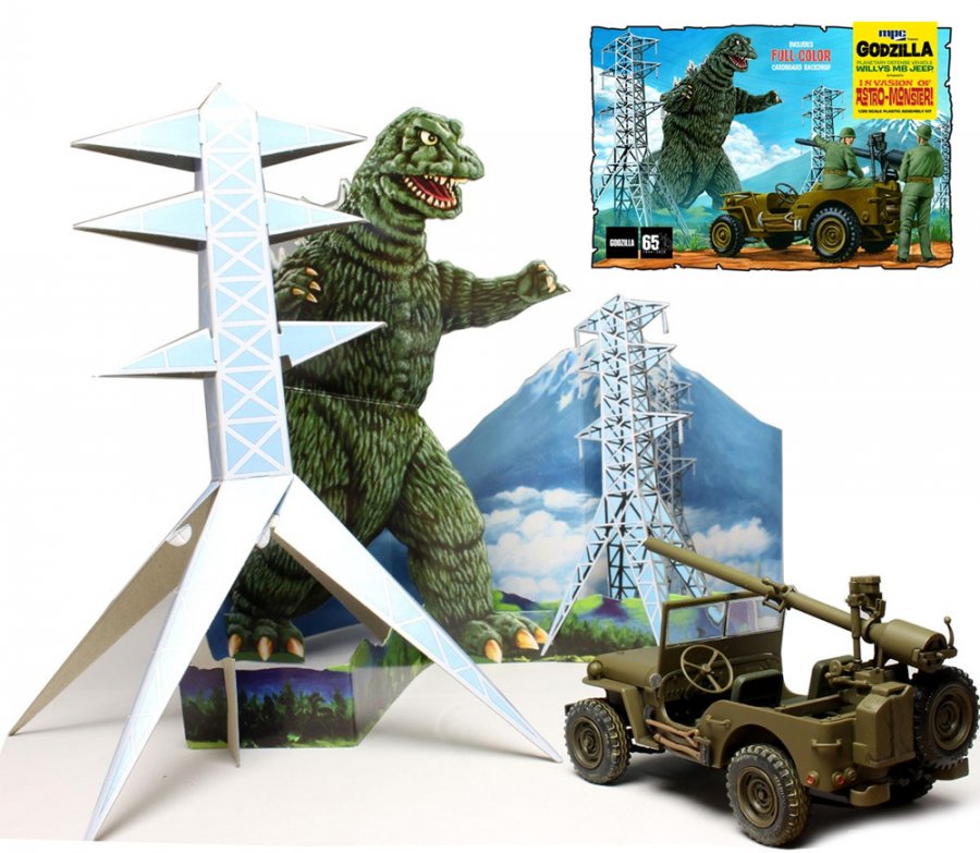 Godzilla Army Jeep 1/25 Scale Model Kit - Click Image to Close