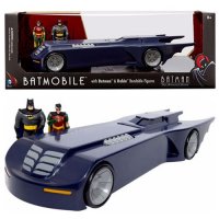 Batman: The Animated Series 14-Inch Batmobile with Batman and Robin 3-Inch Bendable Figures