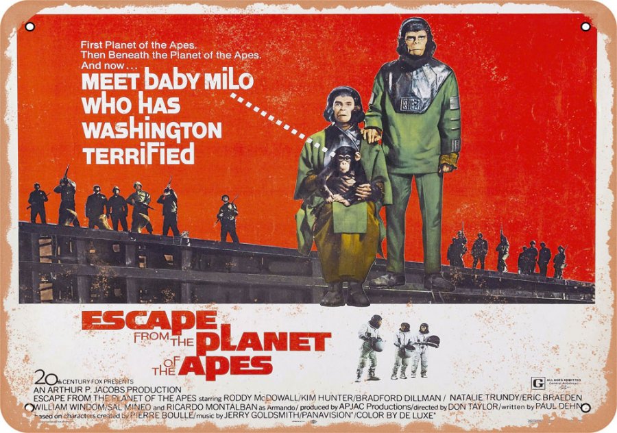 Escape From the Planet of the Apes 1971 10" x 14" Metal Sign - Click Image to Close
