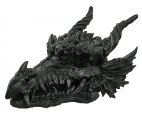 Dragon Skull 30" Long Black Version Hand Painted Resin Statue