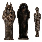 Anubis Egyptian Sarcophagus with Mummy Figure