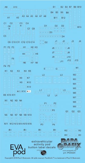 2001: A Space Odyssey EVA Pod 1/8 Scale Button Labels Decals for Moebius Model Kit