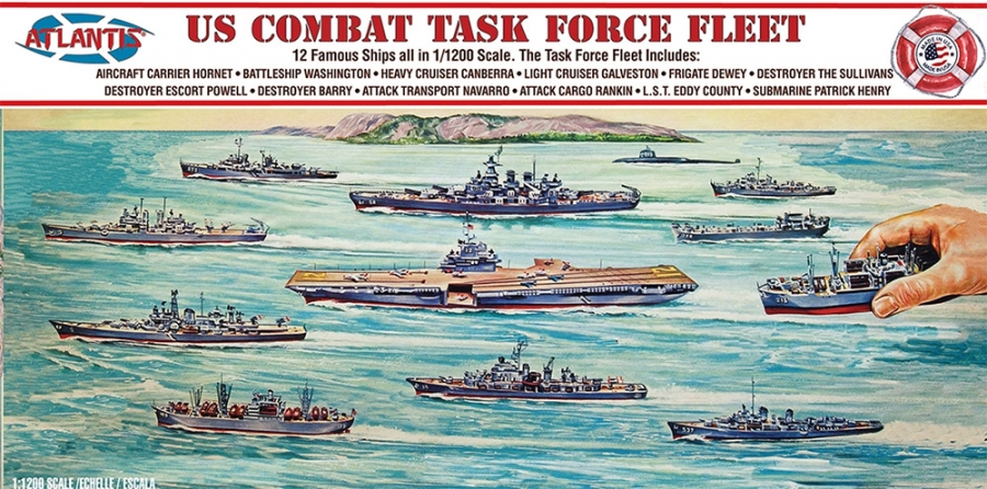 U.S. Navy Combat Fleet Task Force Set 12 Different Ships Renwall Reissue Model Kit by Atlantis - Click Image to Close