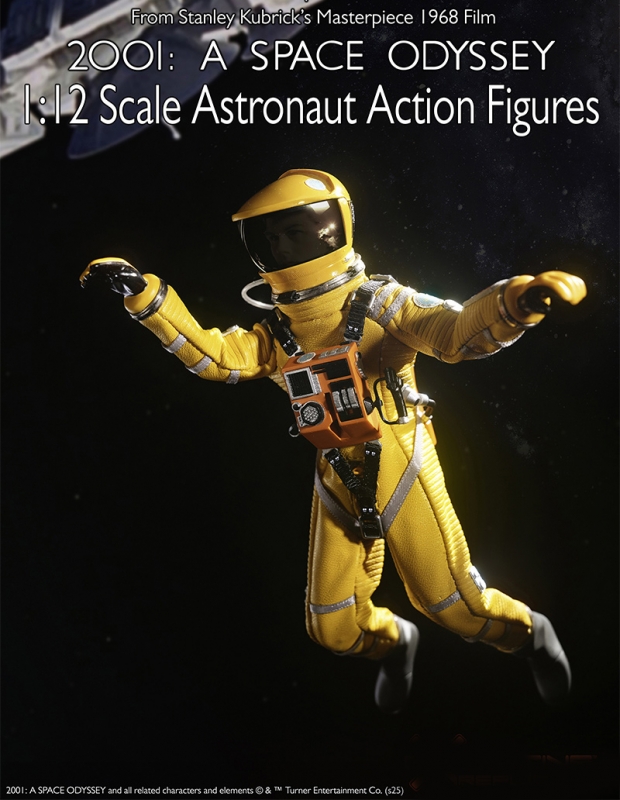 2001: A Space Odyssey Dr. Frank Poole Yellow Astronaut Spacesuit 1/12 Scale Figure (6" Executive Collection) - Click Image to Close