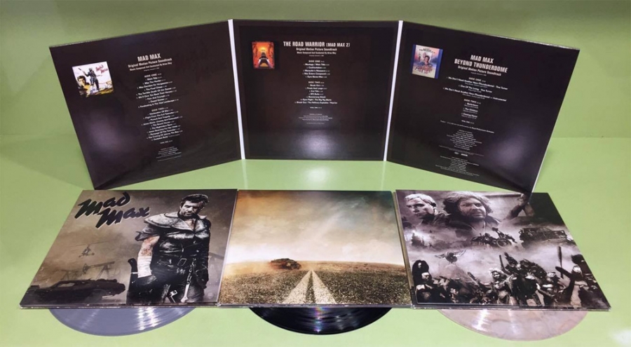 Mad Max Trilogy Soundtrack Vinyl 3 LP Set Gray, Black & Sand Colored Vinyl - Click Image to Close