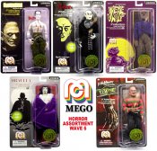 Mego Horror 8" Action Figure Wave 6 Set of 5 Figures, Frankenstein, Dracula, Nosferatu, Freddy and Wolf Man