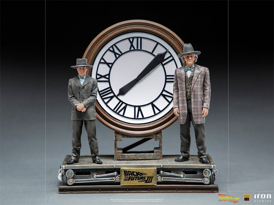 Back to the Future Marty and Doc at the Clock Deluxe Statue - Click Image to Close