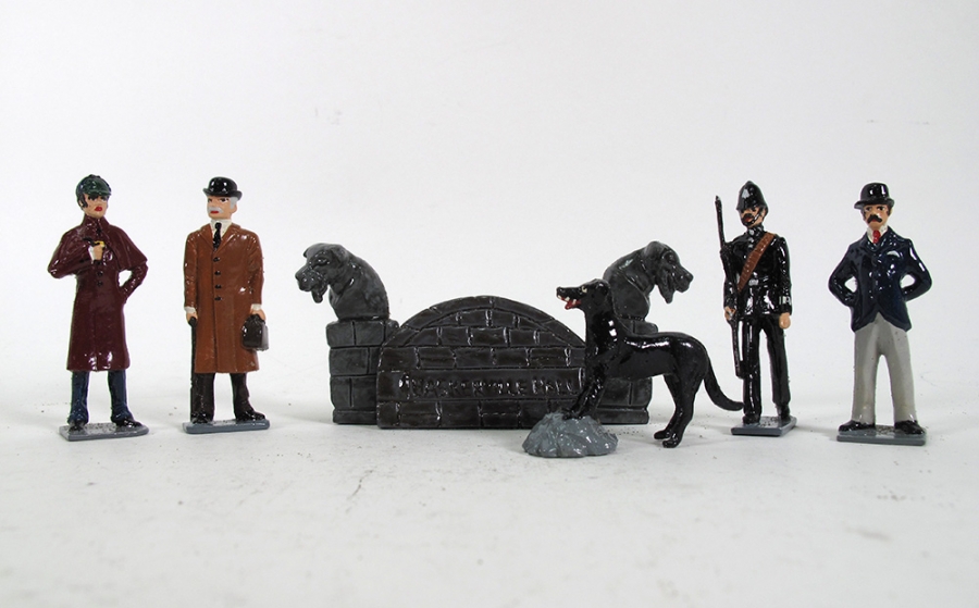 Sherlock Holmes Hound of the Baskervilles Metal Figure Set - Click Image to Close