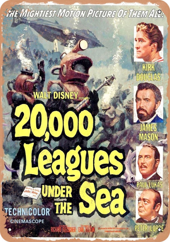 20,000 Leagues Under the Sea 1954 10" x 14" Metal Sign - Click Image to Close
