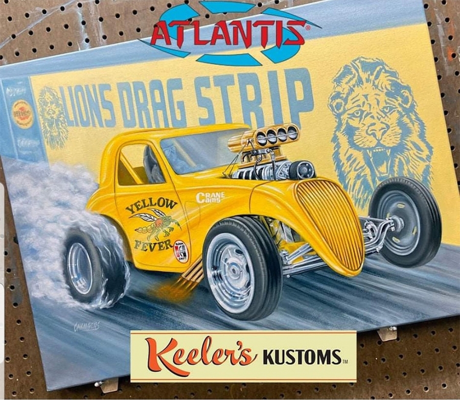 Keeler's Kustoms Yellow Fever Dragster 1/25 Scale Model Kit by Atlantis - Click Image to Close