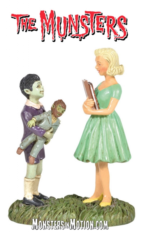 Munsters Village Eddie, Marilyn and Wolfie Munster Statue by Hot Properties - Click Image to Close