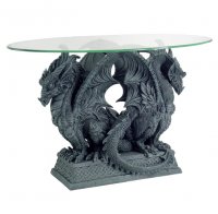 Double Dragon 25" Glass Top End Table