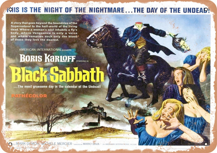 Black Sabbath 1964 10" x 14" Metal Sign Boris Karloff - Click Image to Close