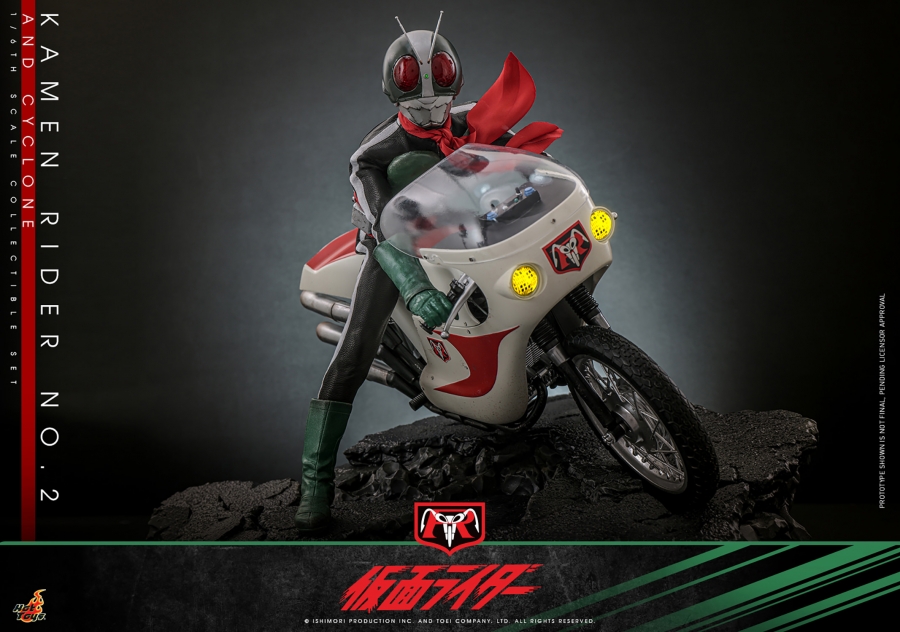 Kamen Rider No. 2 with Cyclone Motorcycle 1/6 Scale Figure Set by Hot Toys - Click Image to Close