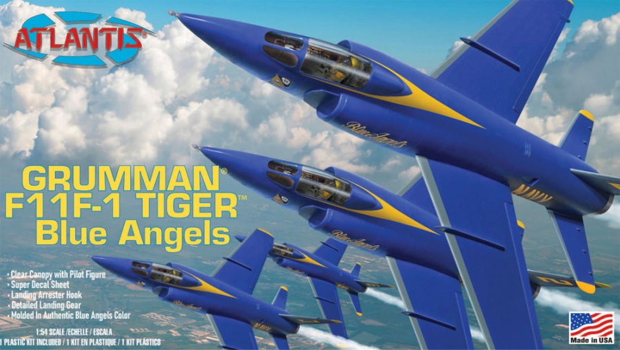 US NAVY Blue Angels F-11F1 Grumman Tiger Classic Revell Re-Issue 1/55 Scale Model Kit by Atlantis - Click Image to Close