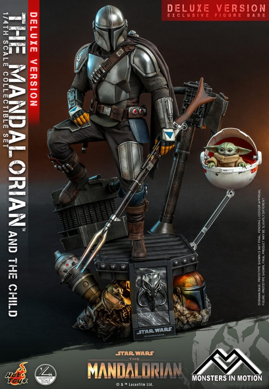 Star Wars Mandalorian and Child Deluxe 1/4 Scale Figure Collector's set by Hot Toys - Click Image to Close