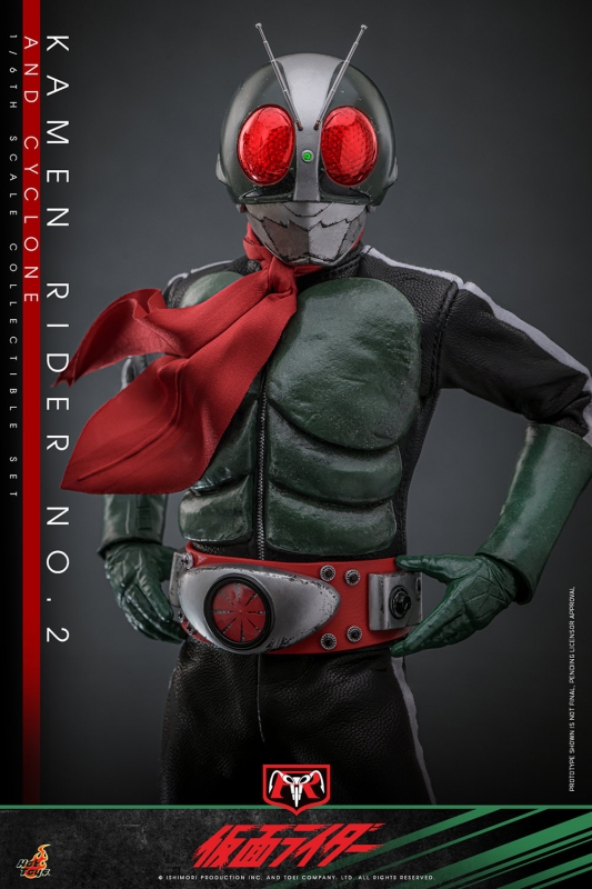Kamen Rider No. 2 with Cyclone Motorcycle 1/6 Scale Figure Set by Hot Toys - Click Image to Close
