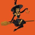 Bettie Page Li'l Bettie Witch Ornament - Midnight Ride