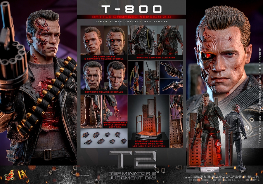 Terminator 2: Judgement Day T-800 Battle Damage 2.0 1/6 Scale Figure by Hot Toys - Click Image to Close