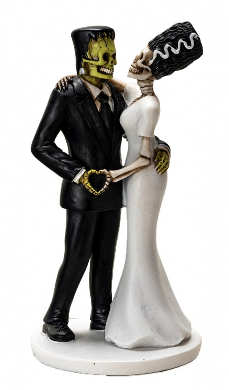 Frankenstein and Bride Skeletons in Love Figure - Click Image to Close