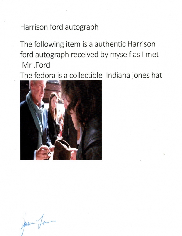Indiana Jones Harrison Ford Autographed Hat - Click Image to Close