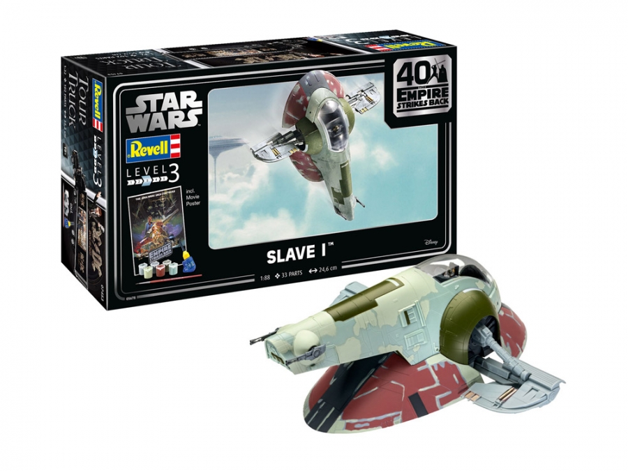 Star Wars Empire Strikes Back Boba Fett's Slave 1 40th Anniversary 1/88 Scale Model Kit by Revell Germany - Click Image to Close