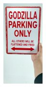 Godzilla Parking Only 9" x 12" Metal Sign