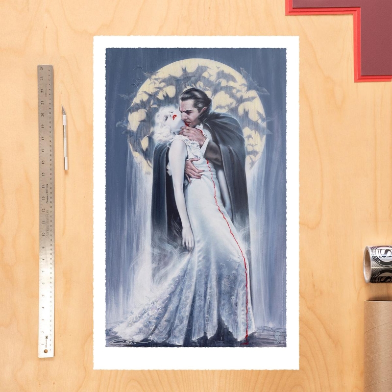 Dracula Bela Lugosi The Kiss Fine Art Print by Olivia De Berardinis - Click Image to Close