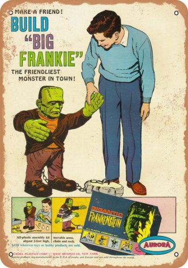 AUROA復刻 Big Frankie ビッグ フランケンシュタイン Aurora Big Frankie Frankenstein 10 x 14 Metal Sign Aurora